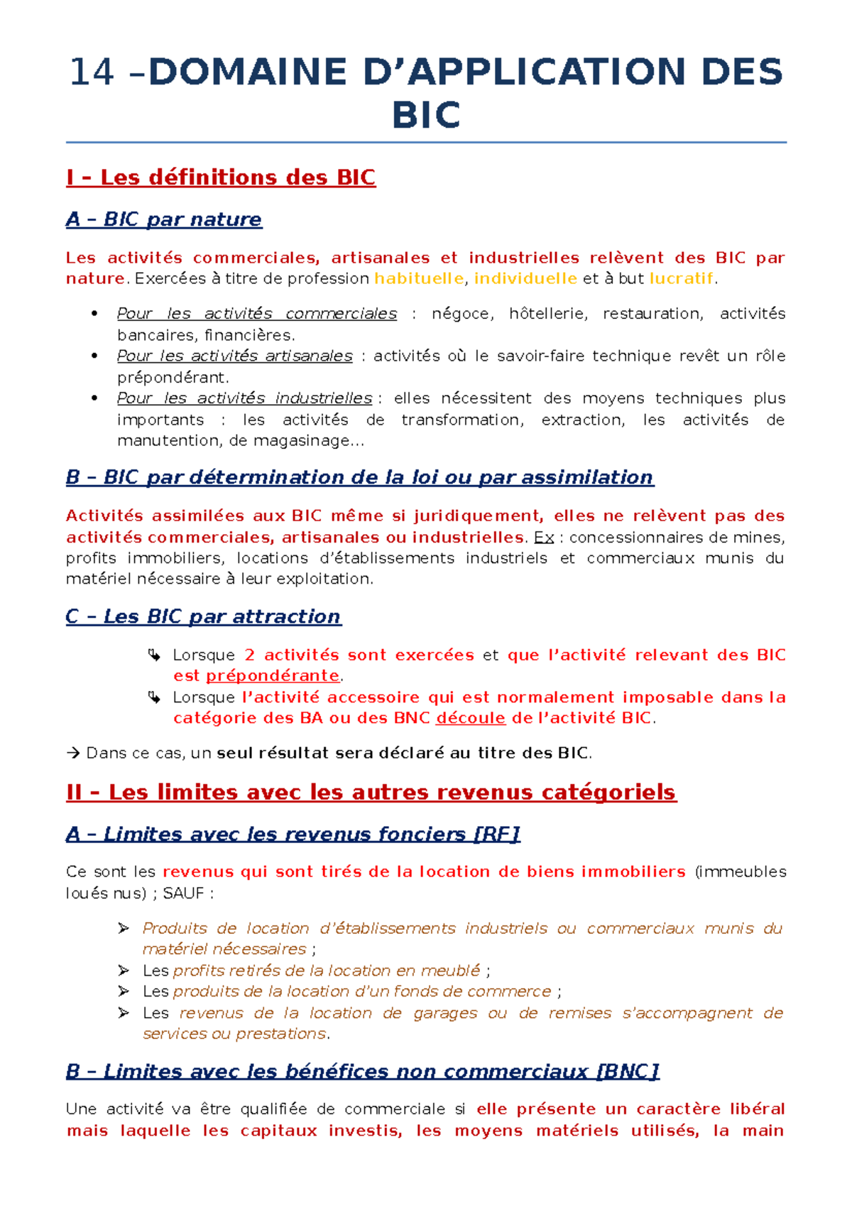 Domaine d'application des bénéfices industriels et commerciaux - 14 ...