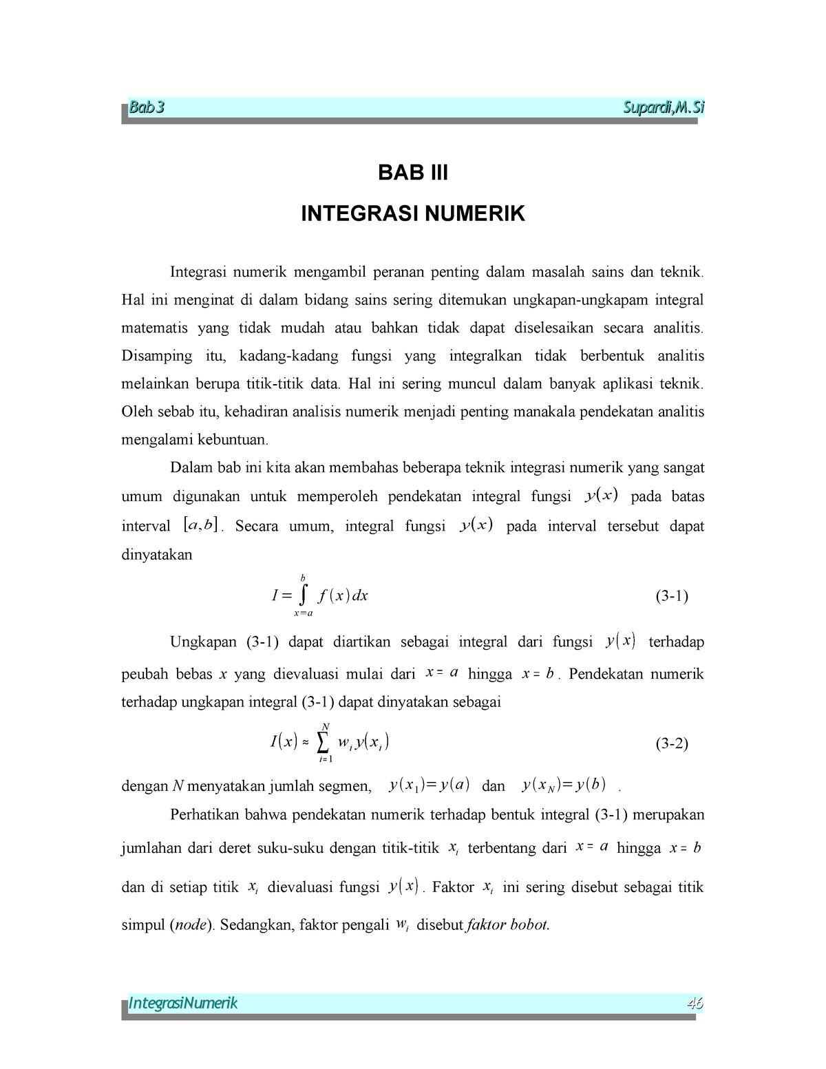 Integrasi+Numerik - Berisi Materi Latihan Integrasi Numerik - BAB III ...