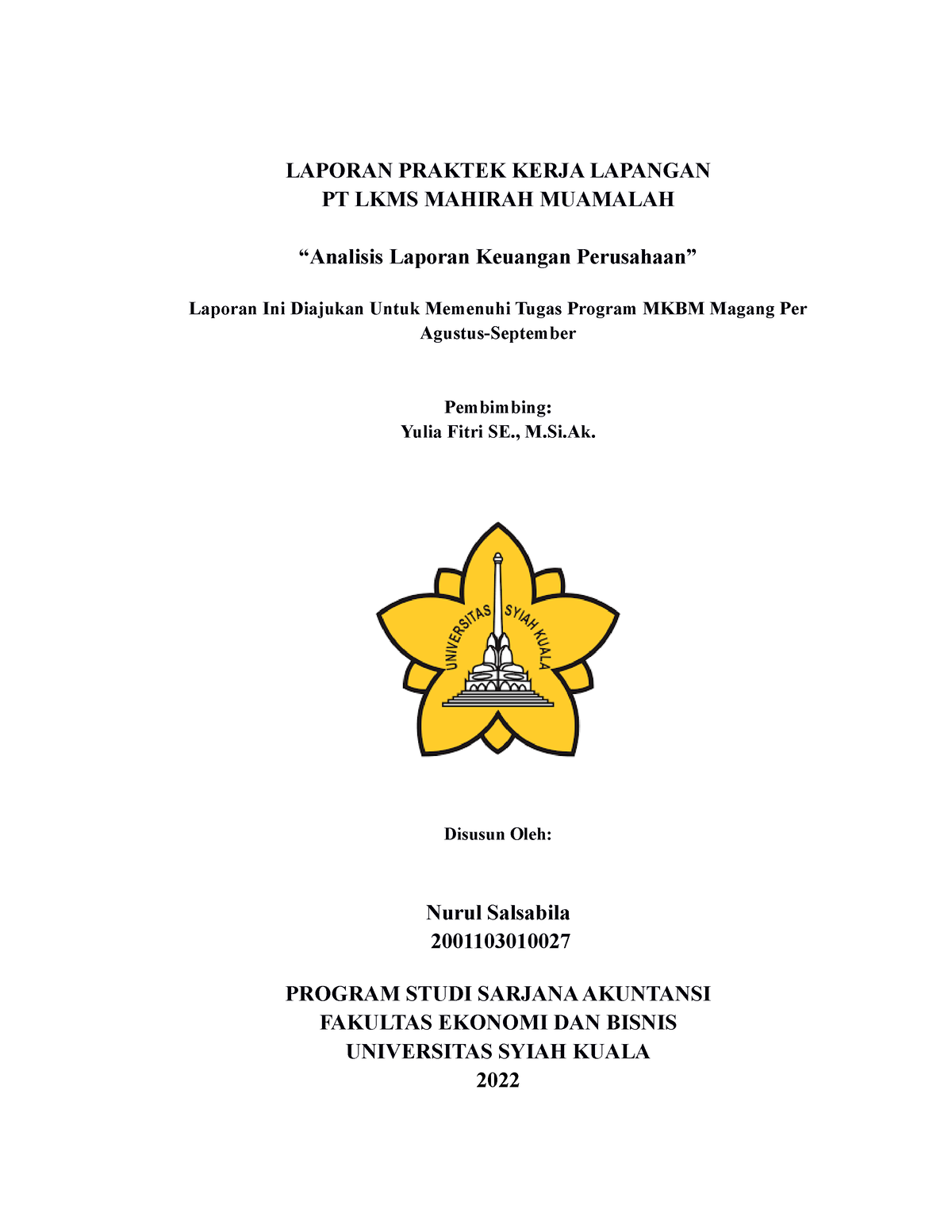 Laporan Praktek Kerja Lapangan Analisis Laporan Keuangan - LAPORAN ...