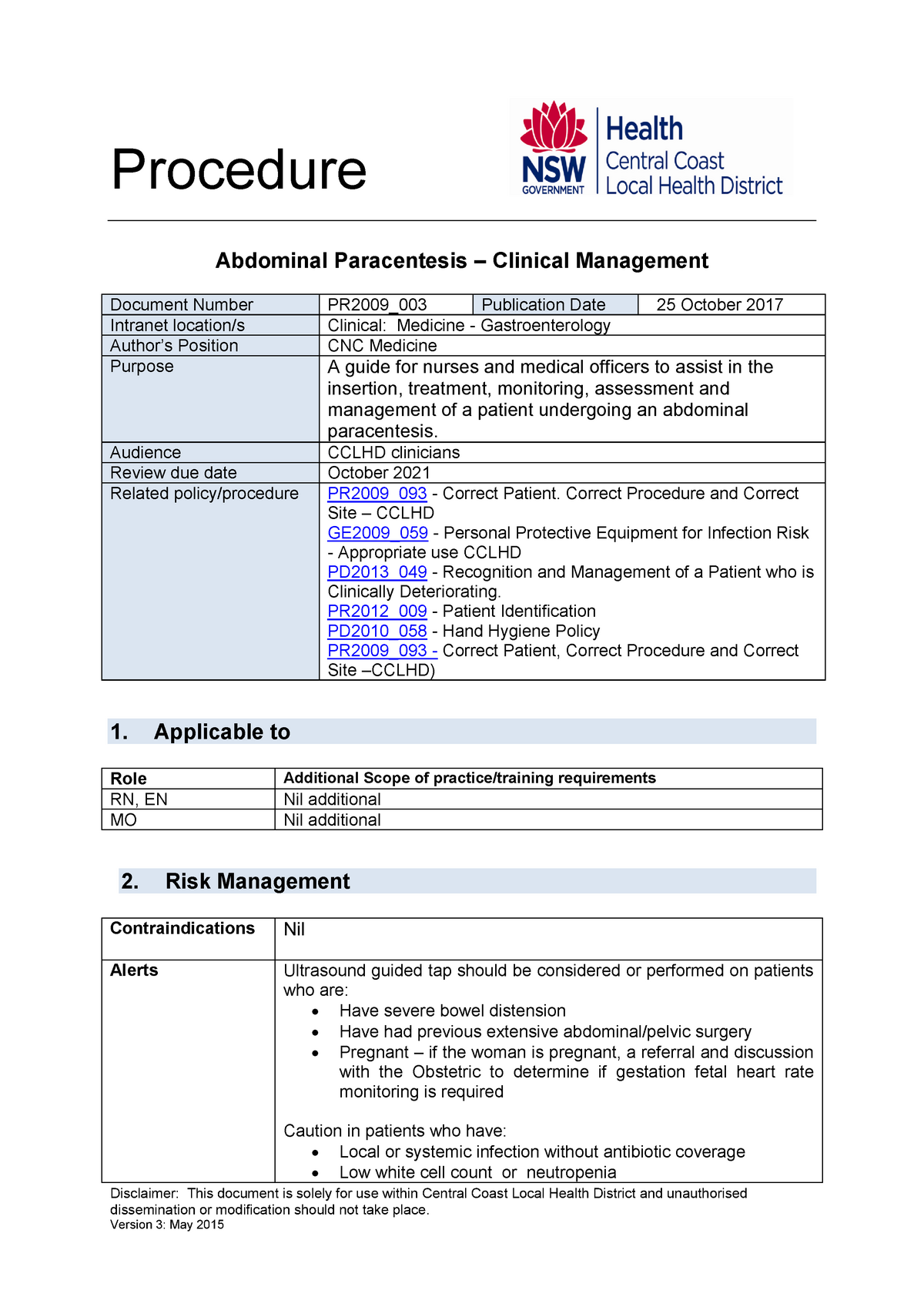 Abdominal Paracentesis – Clinical Management - Disclaimer: This ...