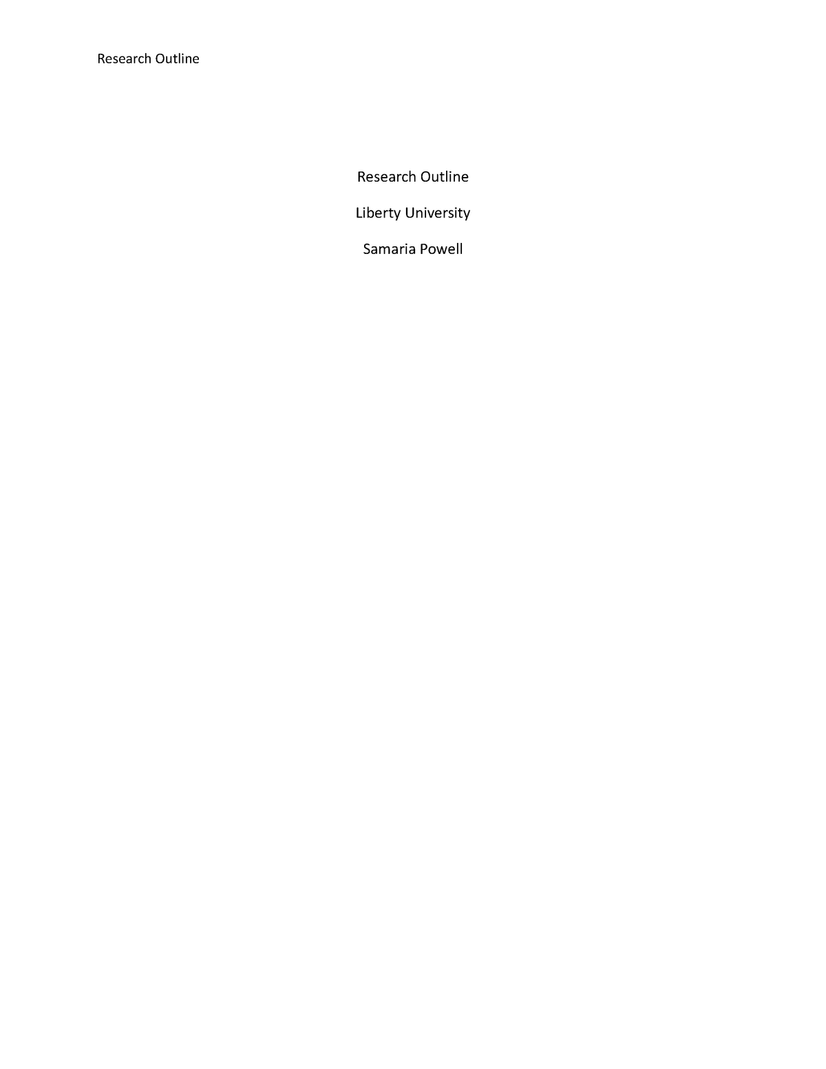 Research Outline - ASSIGNMENT - Research Outline Liberty University ...