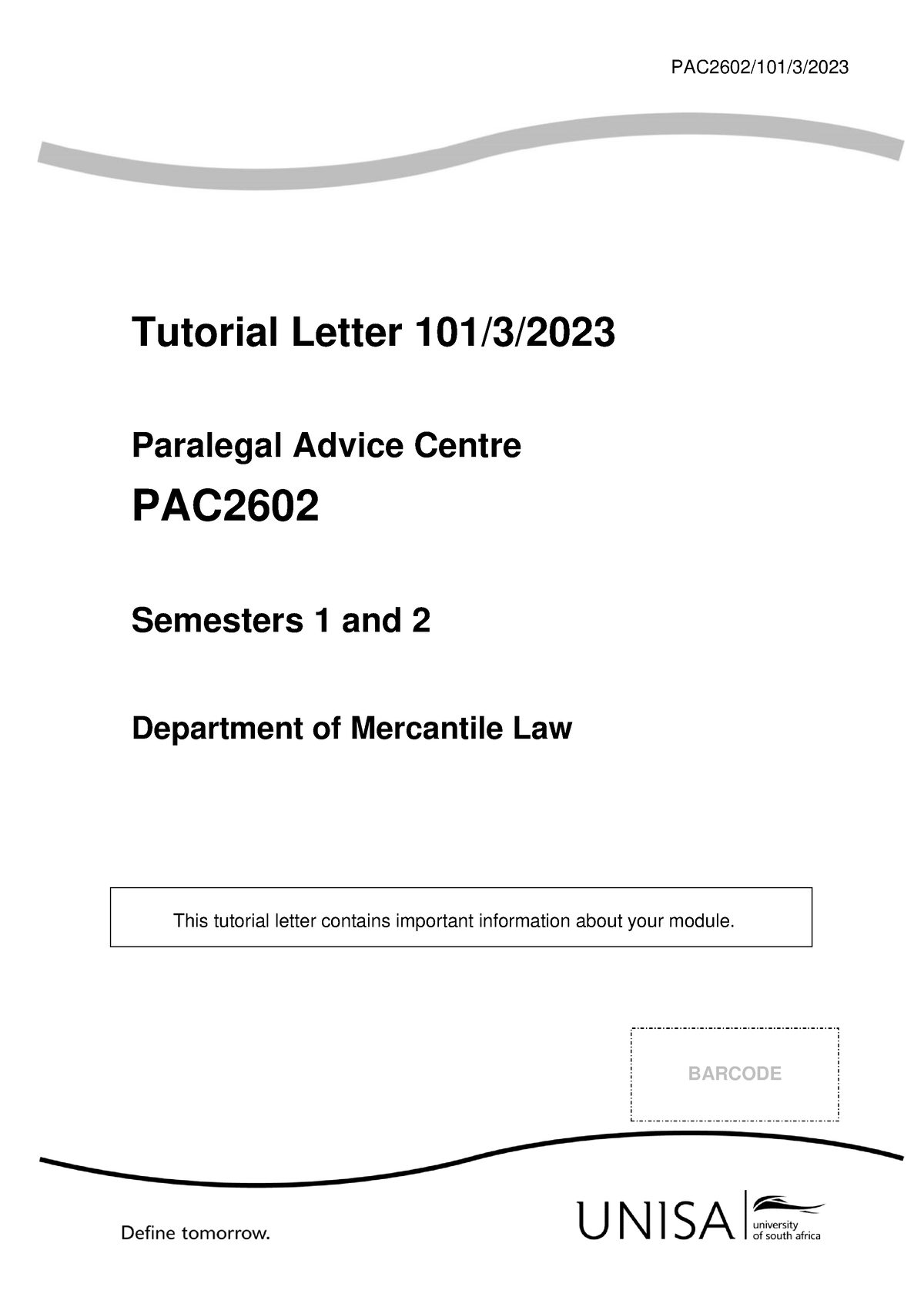 101 2023 3 B - PAC2602/101/3/ 2023 Tutorial Letter 101/ 3 / 2023 ...