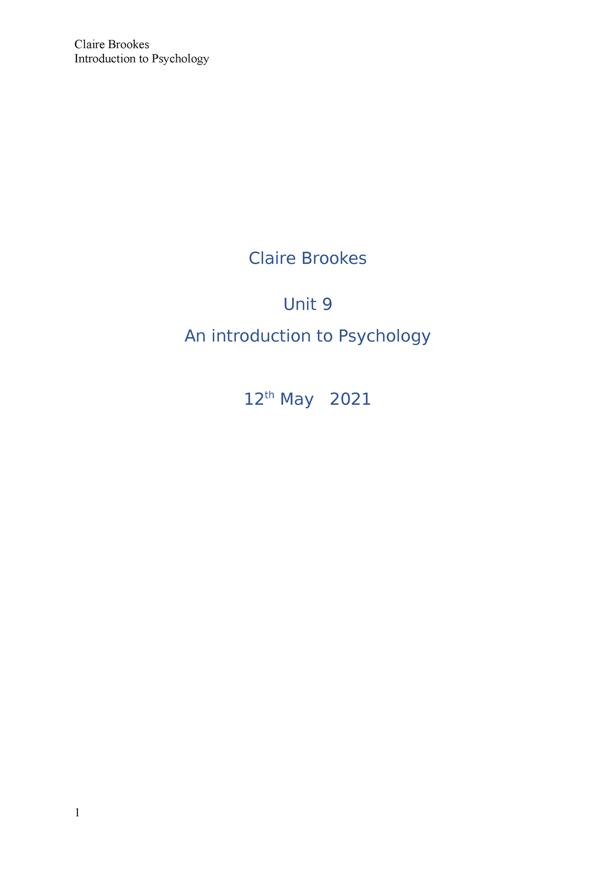 unit 9 introduction to psychology assignment planner