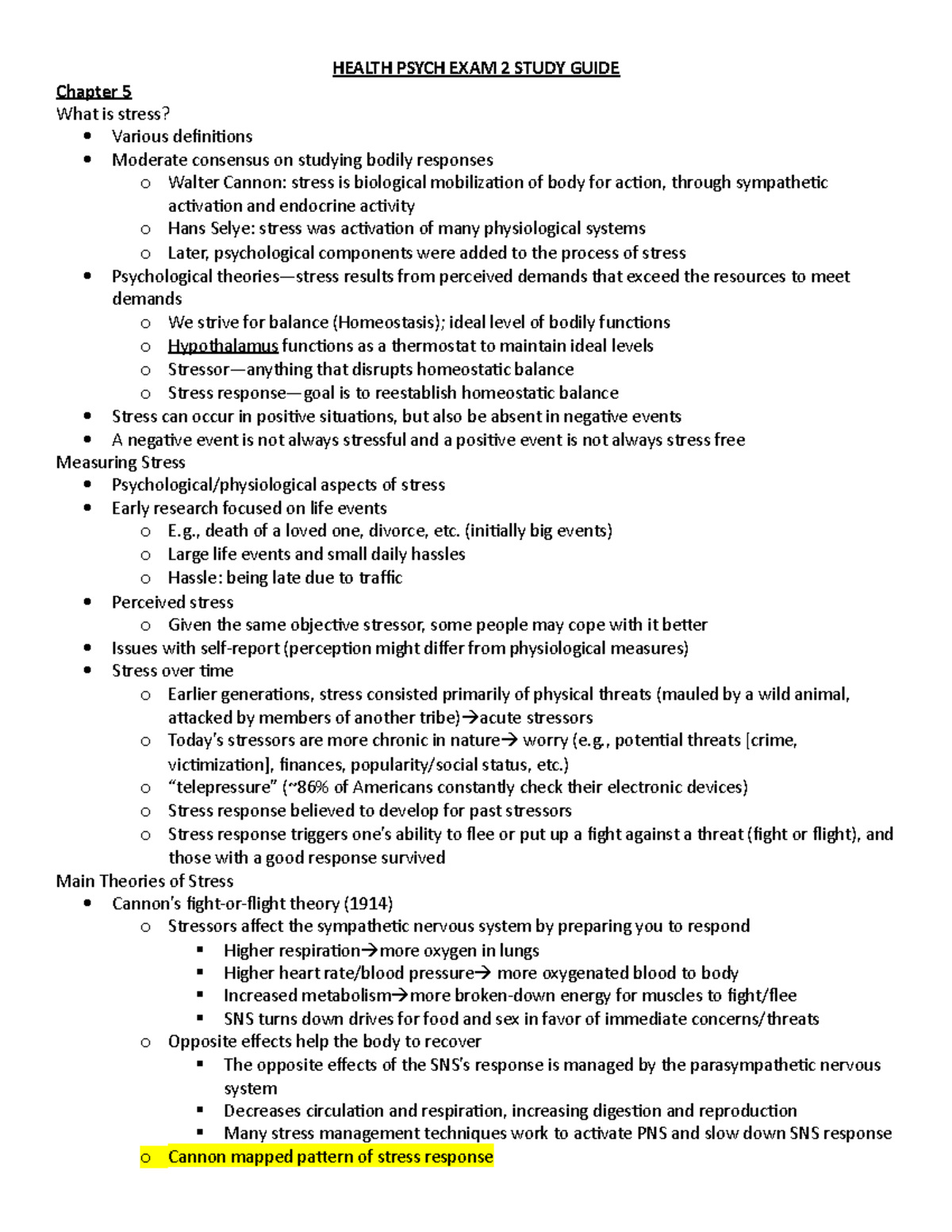 Health Psych EXAM 2 Study Guide - HEALTH PSYCH EXAM 2 STUDY GUIDE ...
