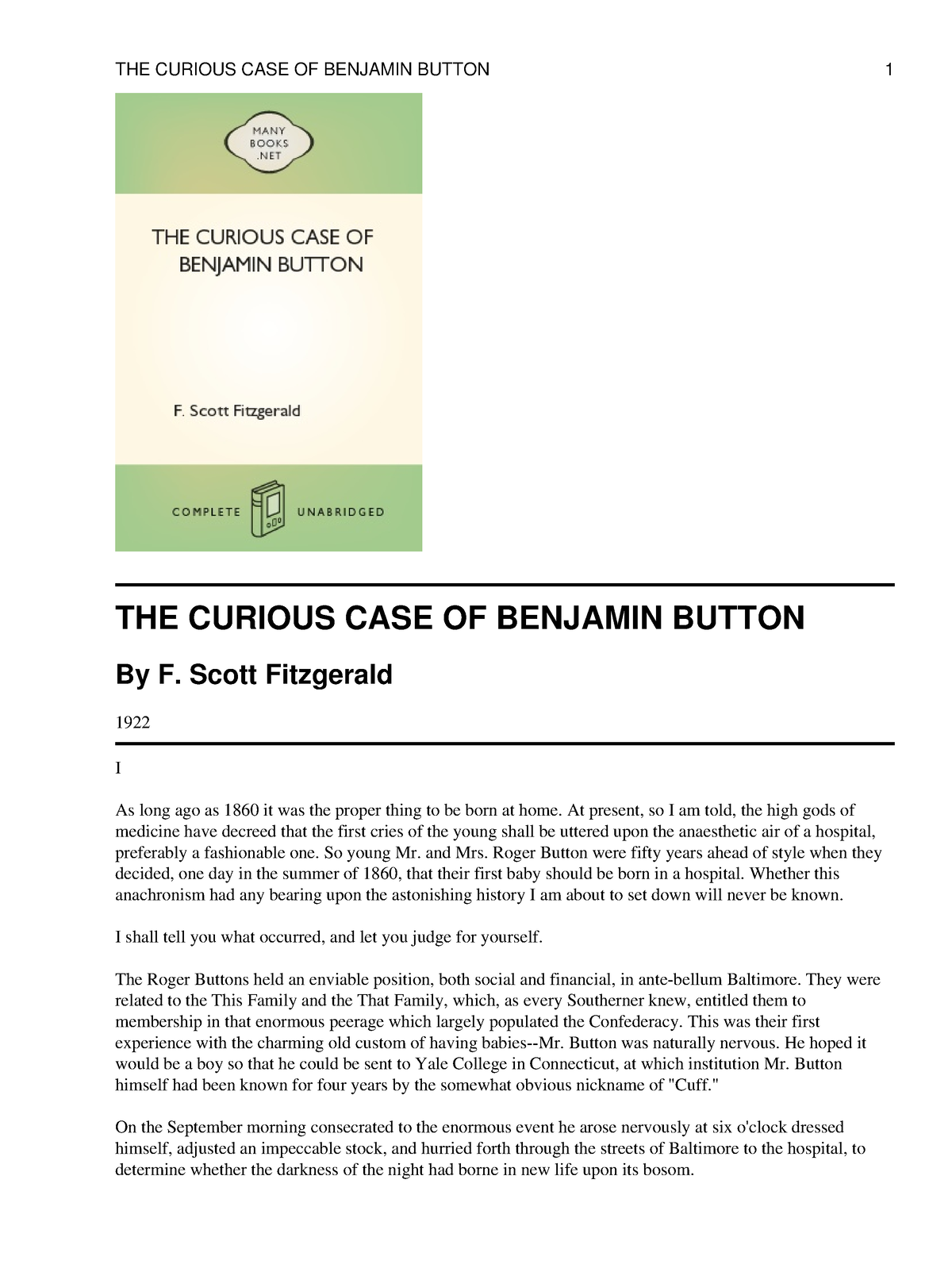 The Curious Case of Benjamin Button - THE CURIOUS CASE OF BENJAMIN ...