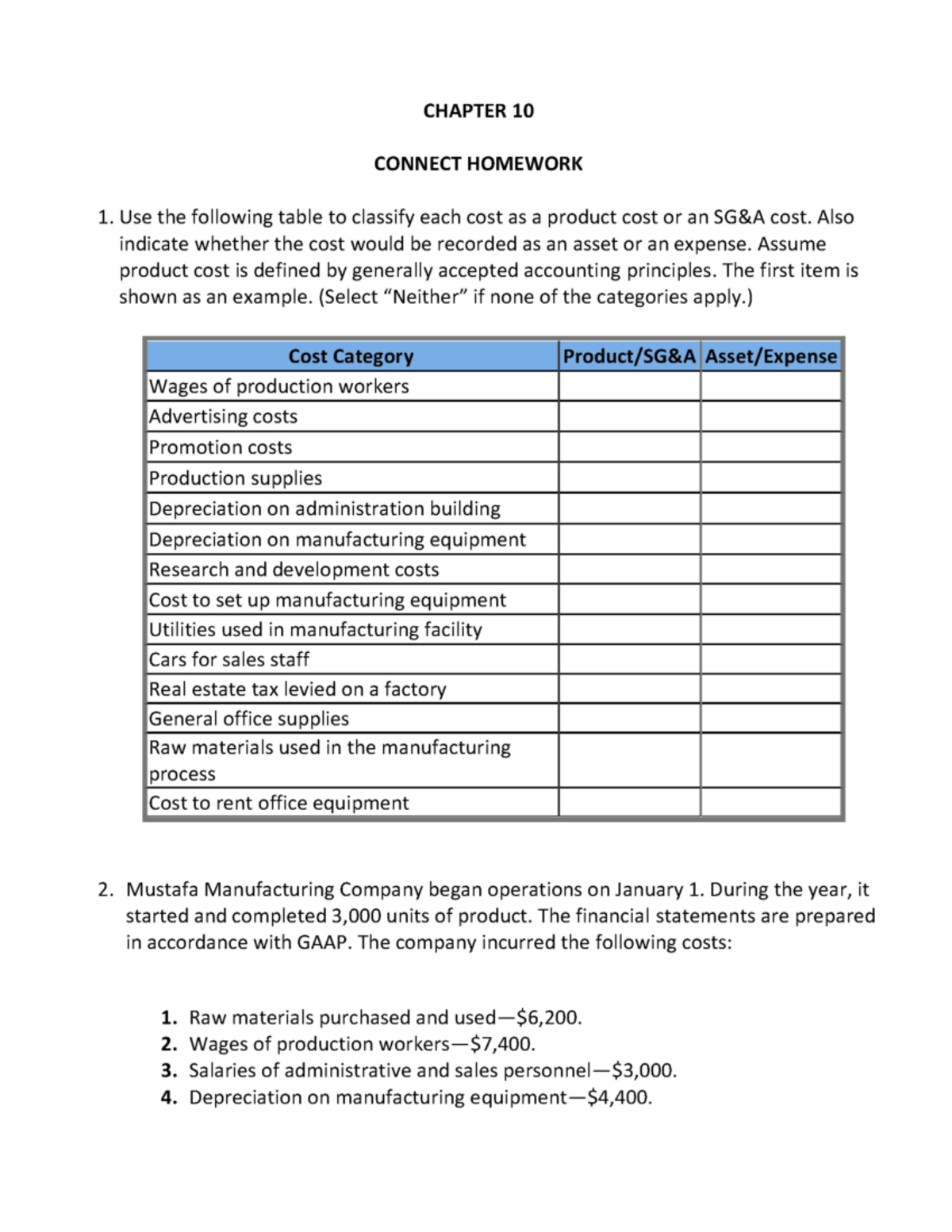 assignment 11. chapter homework