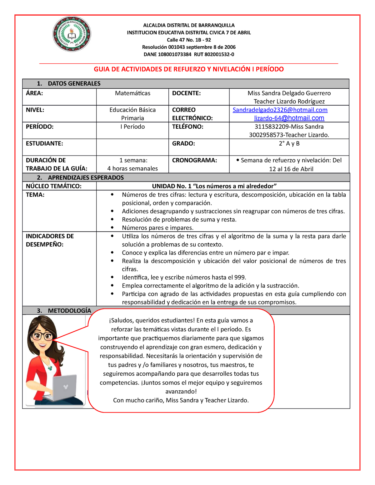 GuÍa 5 Actividades De Refuerzo Y Nivelación Institucion Educativa Distrital Civica 7 De Abril 4981