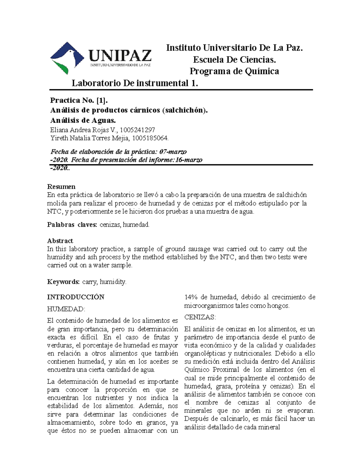 Trabajado De Instrumental Relacionado Con El Informe 1 - Instituto ...