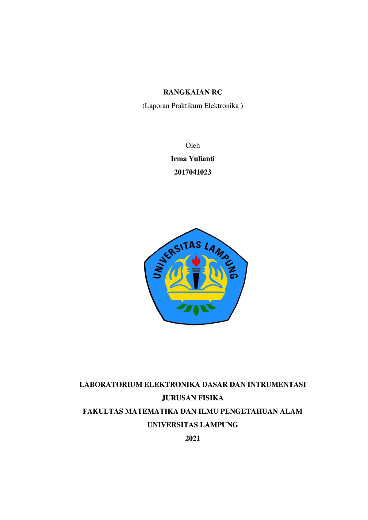 Laporan Akhir Modul 5 - RANGKAIAN RC (Laporan Praktikum Elektronika ...