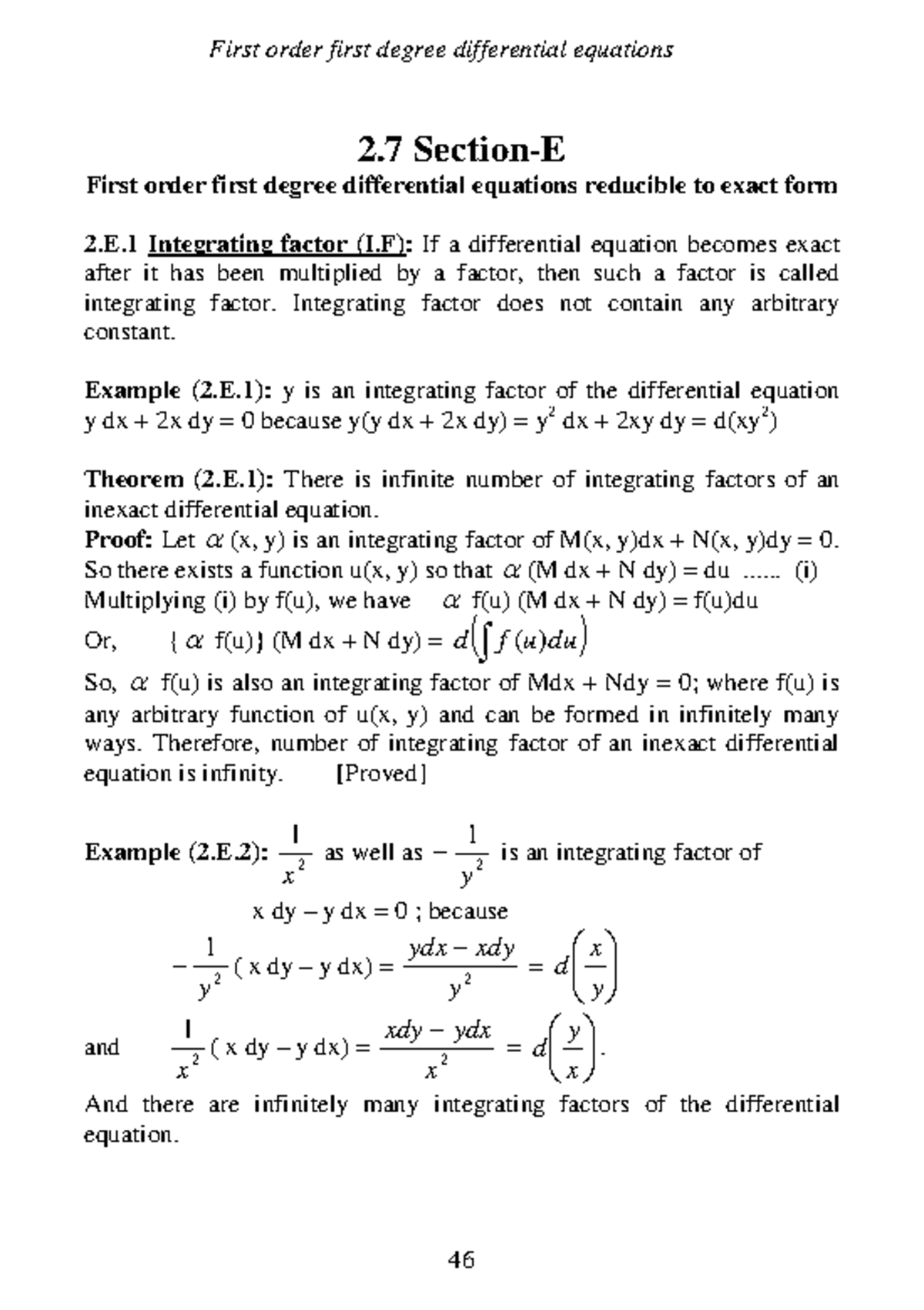 02e First Order First Degree Reducible To Exact Ordinary And Partial Studocu