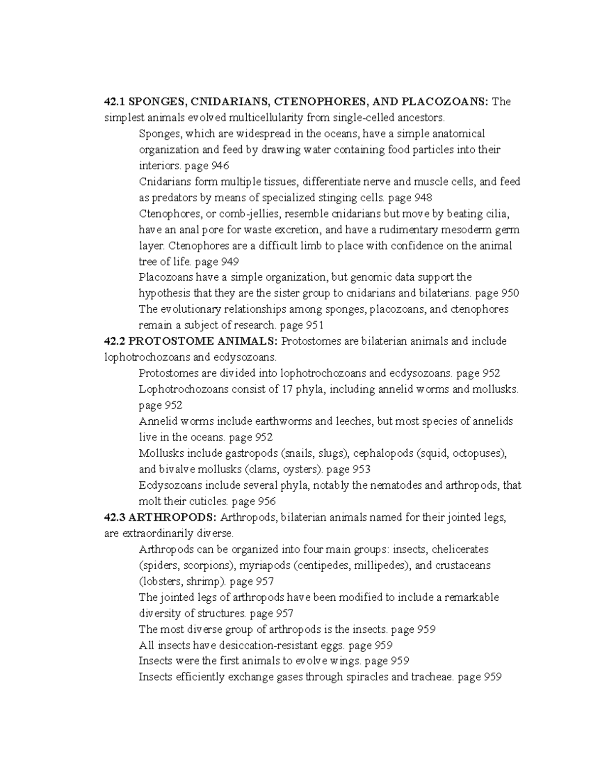 Chapter 42 Summary Biology How Life Works 42 SPONGES, CNIDARIANS