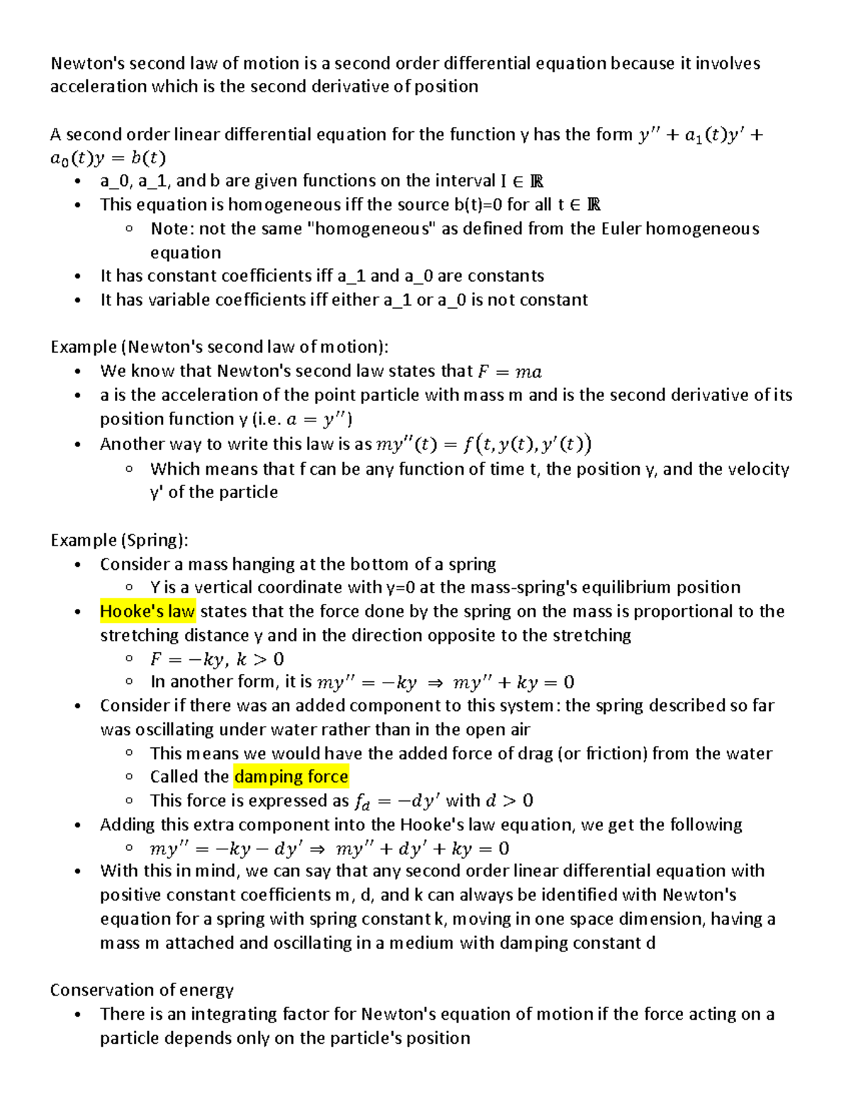 mth235-2-2-1-newton-s-second-law-of-motion-is-a-second-order