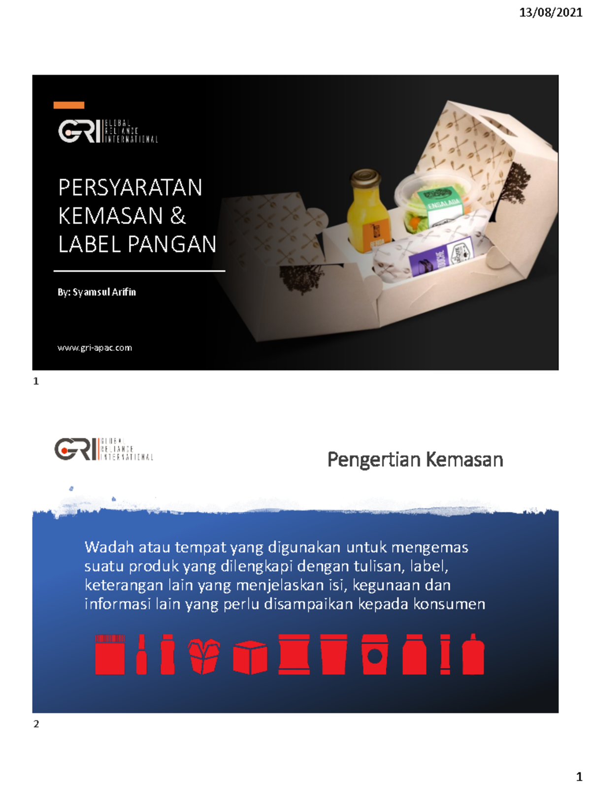 Kemasan pangan - gri-apac PERSYARATAN KEMASAN & LABEL PANGAN By ...