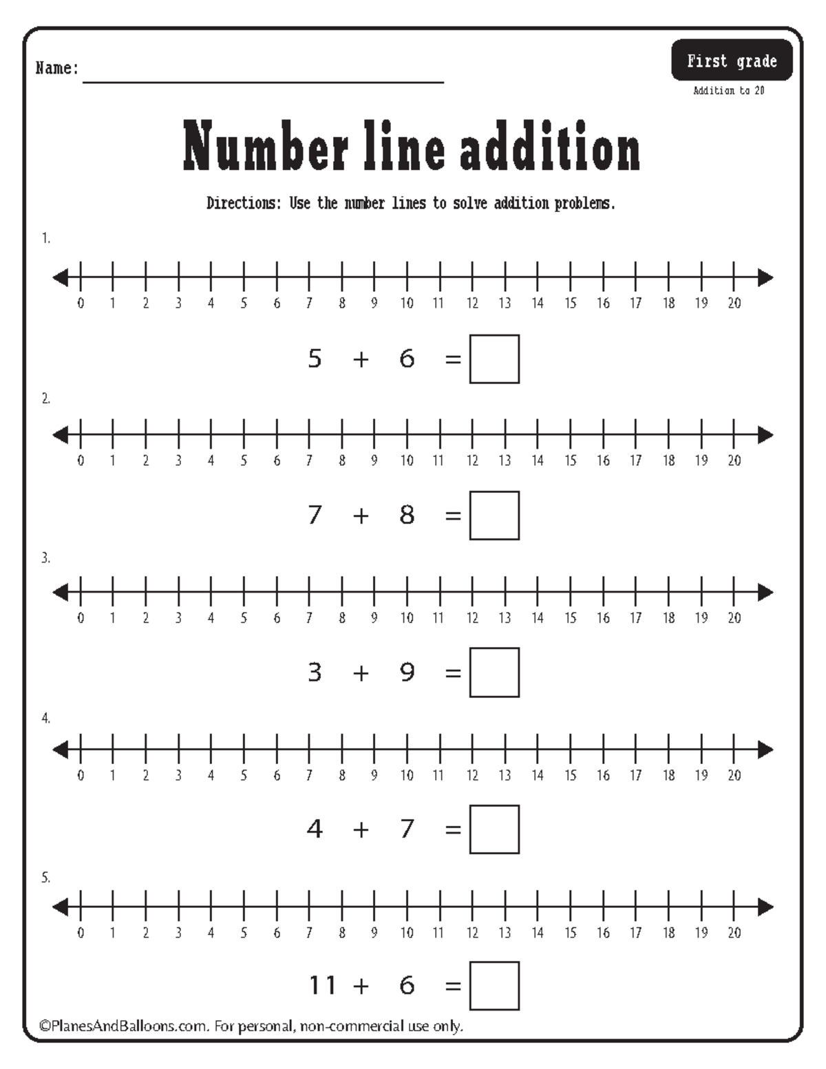 Number line addition and subtraction worksheets pdf - Number line ...