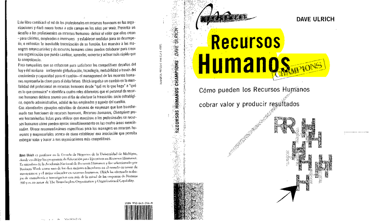Dave Ulrich Recursos Humanos Champions - Este libro cambiará el rol de