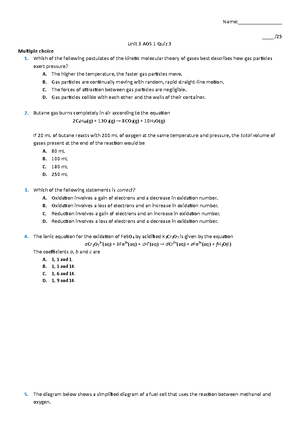 Unit 3 AOS 1 Quiz 2 Chem - Name:________________ ____ / Unit 3 AOS 1 ...