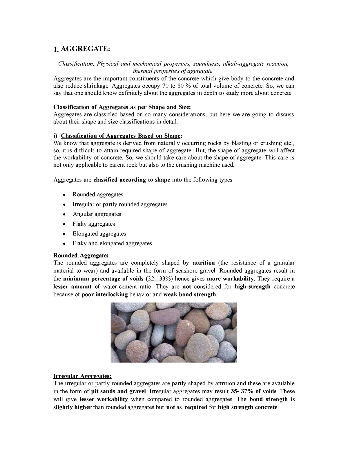 Types Of Aggregate - 1. AGGREGATE: Classification, Physical And ...