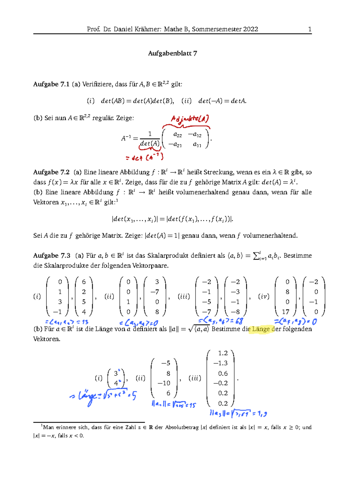 Mathe B-AB7 - Das Ist Die Lösung Zu Aufgabenblatt Sieben. - Prof. Dr ...