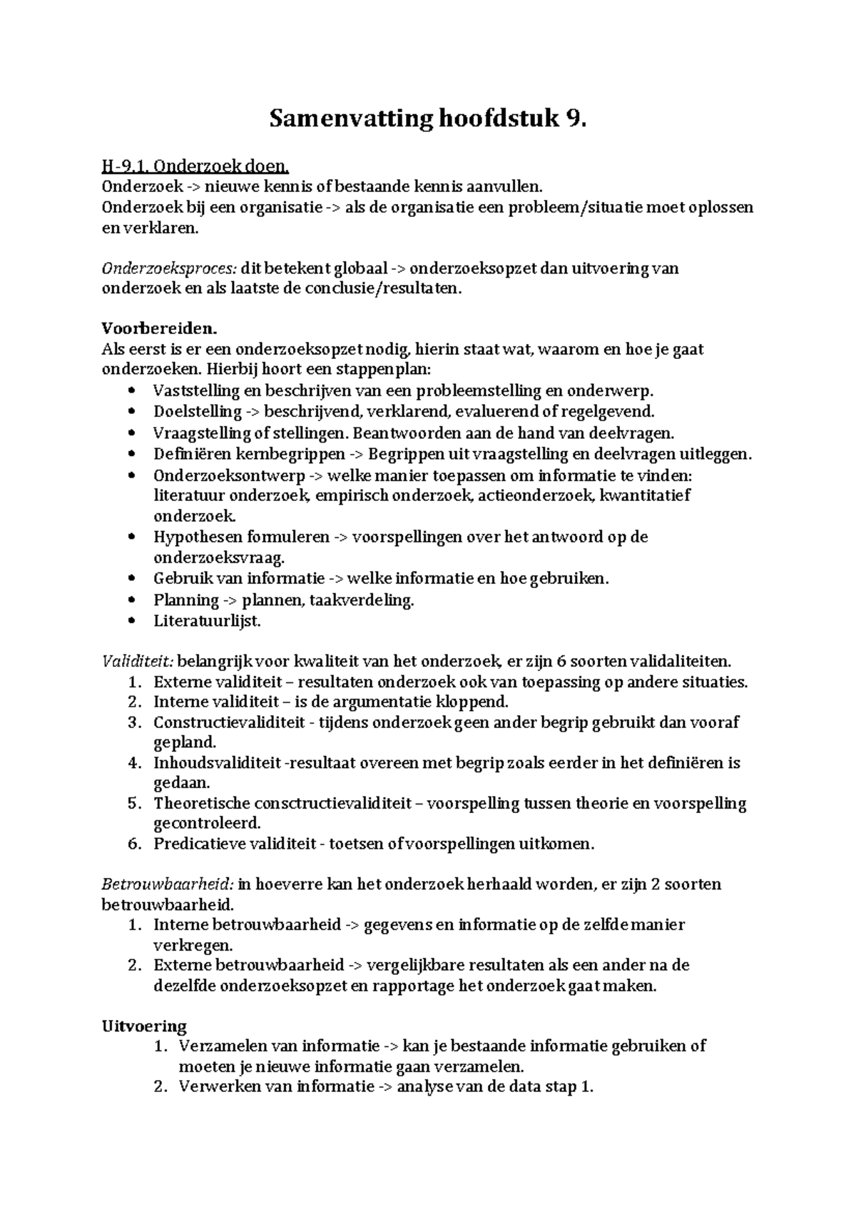Samenvatting Handboek studievaardigheden voor het HBO  H9