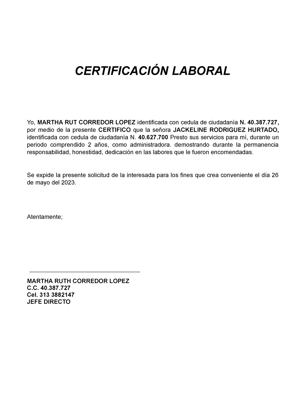 Certificado Laboral Certificacion En Linea CertificaciÓn Laboral Yo