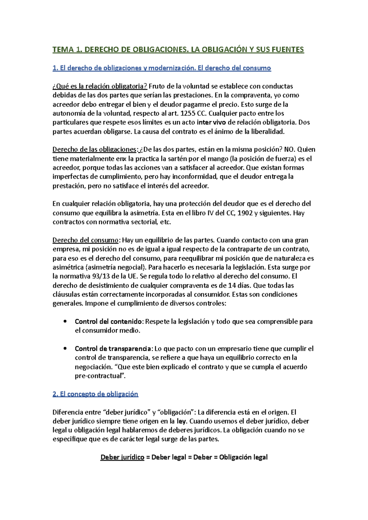 Tema 1 - DOC - TEMA 1. DERECHO DE OBLIGACIONES. LA OBLIGACIÓN Y SUS ...