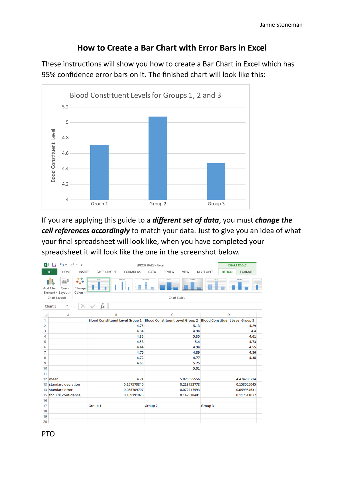 How to Create a Bar Chart with Error Bars in Excel - three groups - How