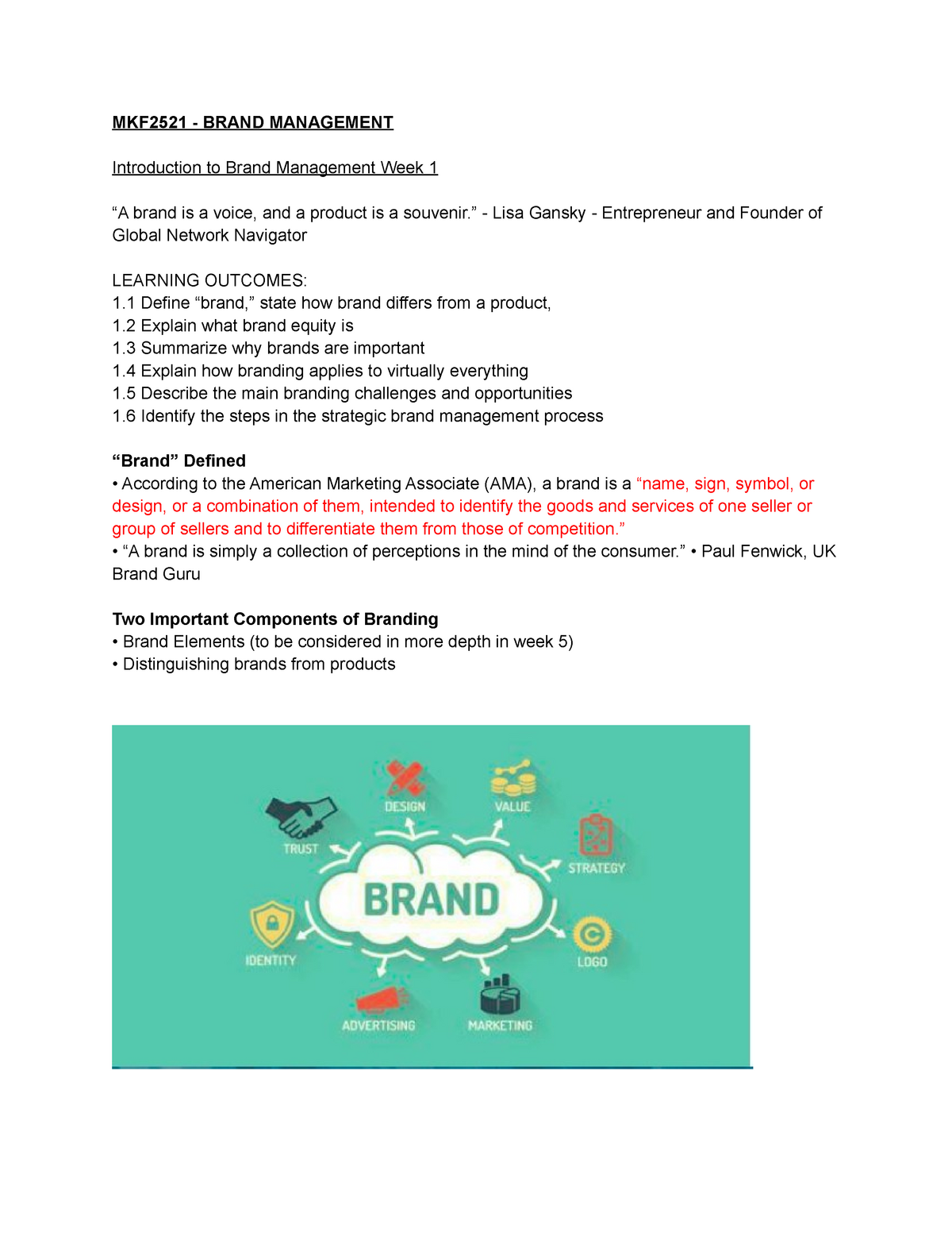 Mkf2521 Lecture Notes 1 11 Mkf2521 Brand Management Introduction