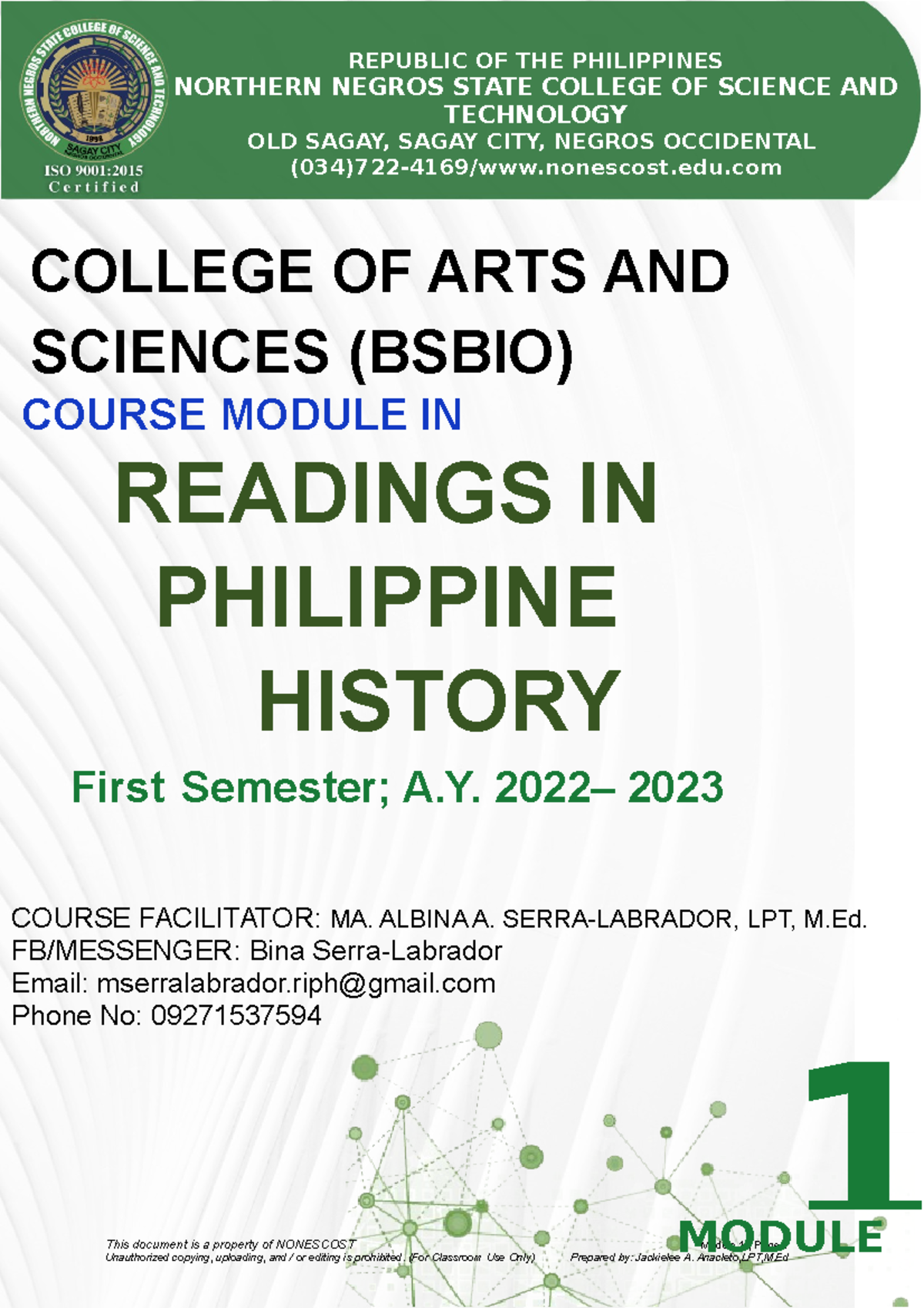 Casbio 1ST-SEM 2022-2023 RIPH Module-1 - This document is a property of ...