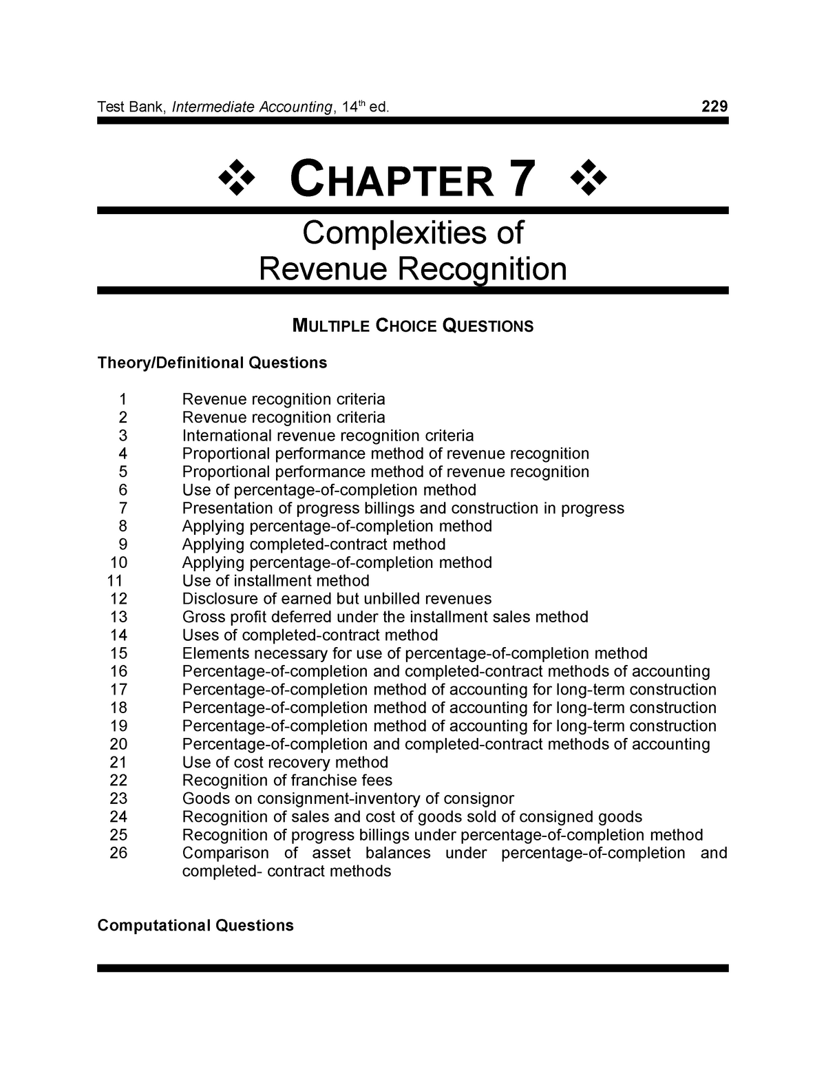 Test Bank Ch7 With Solutions - Test Bank, Intermediate Accounting ...