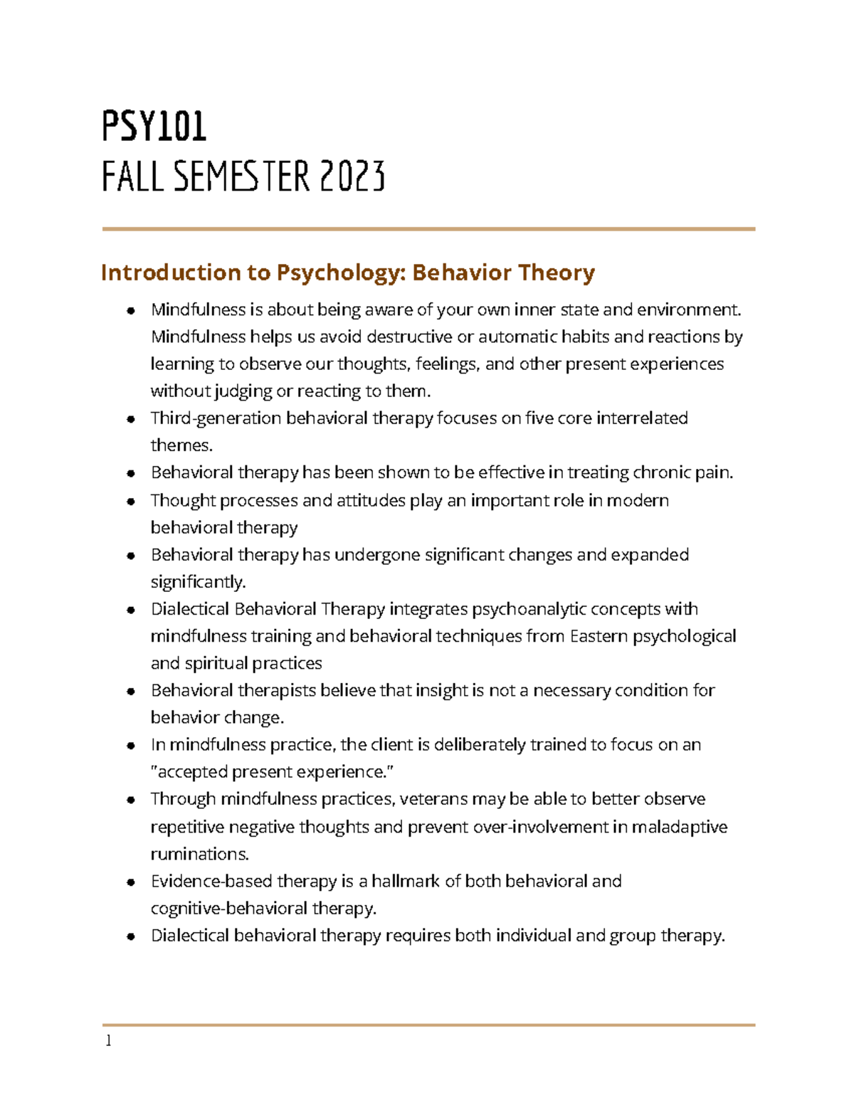 Introduction To Psychology Behavior Theory ( Downloaded) - PSY FALL ...