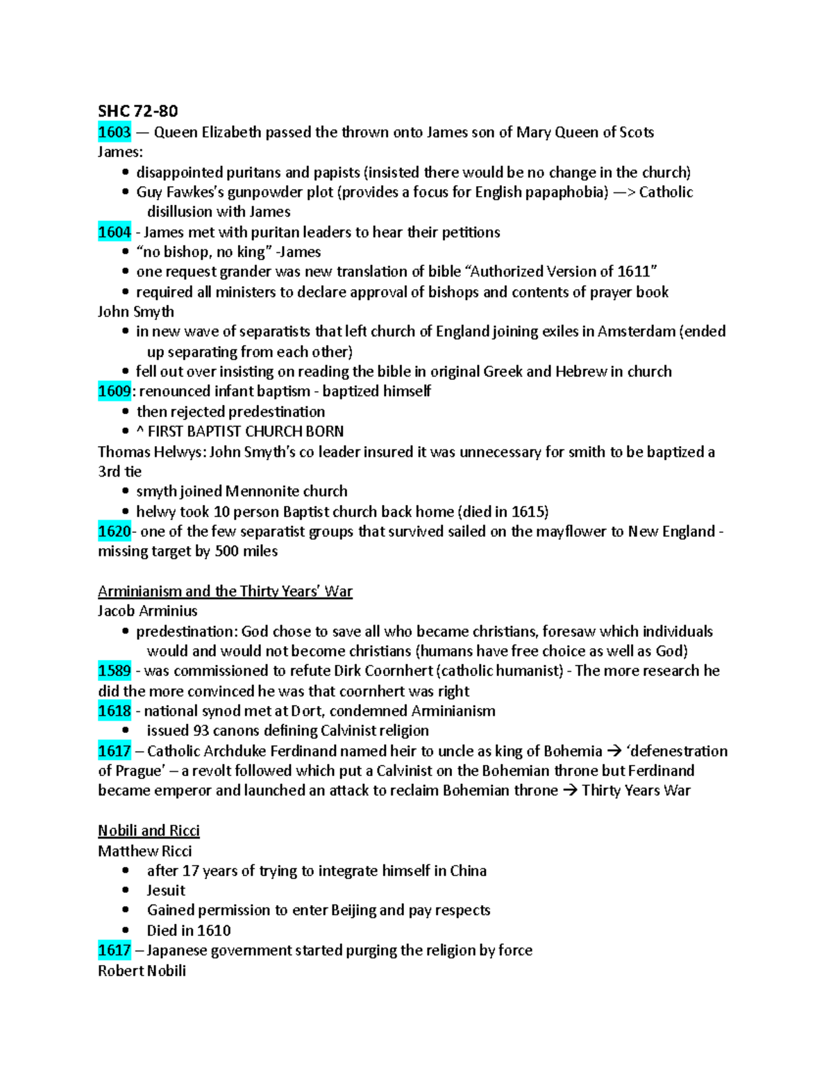 Unit 4 Segment 1 - Short History Of Christianity Pg. 72-80 Notes - Shc 