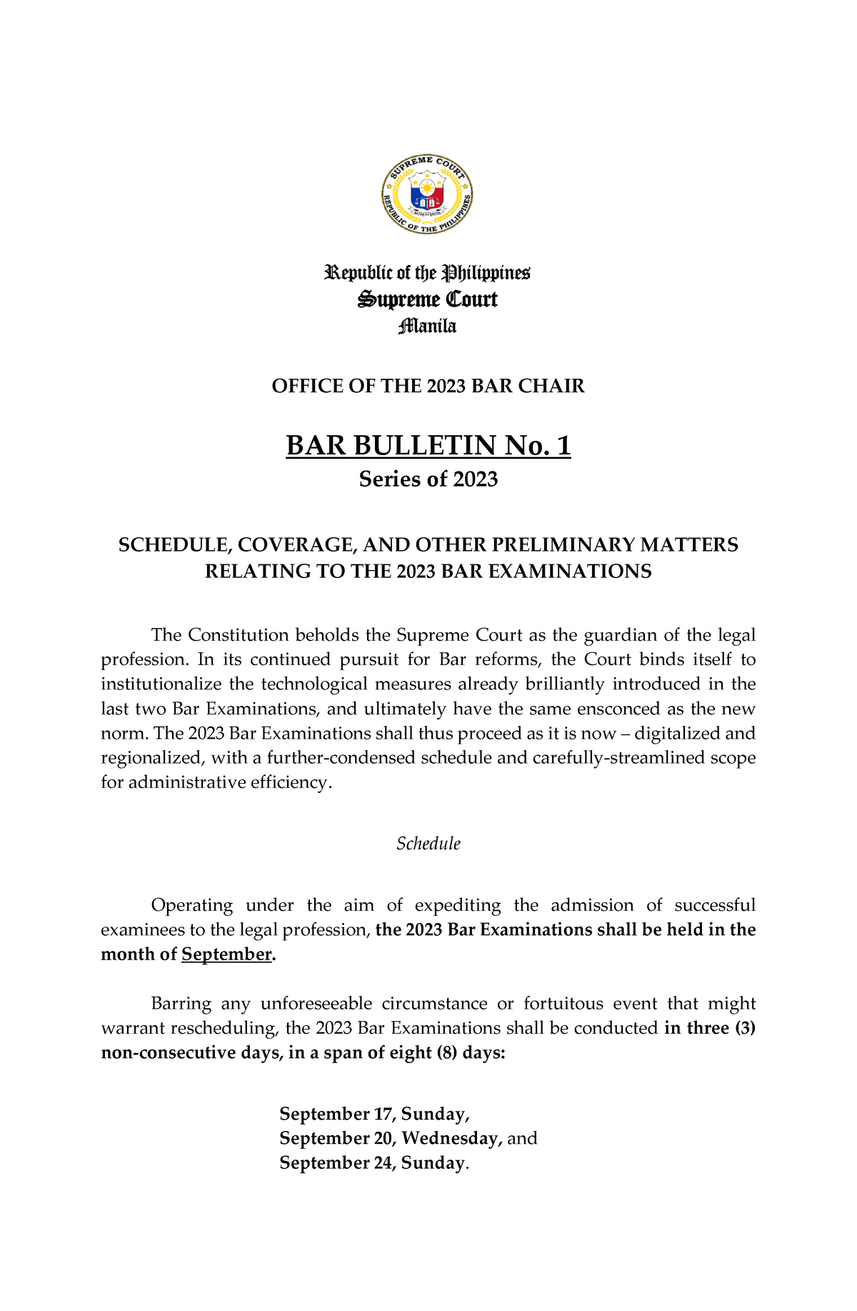 2023 Bar Syllabus reference for Bar Frequency Persons and Family