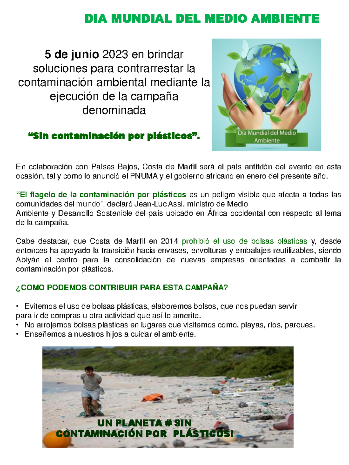 DIA Mundial DEL Ambiente # - DIA MUNDIAL DEL MEDIO AMBIENTE 5 de junio ...