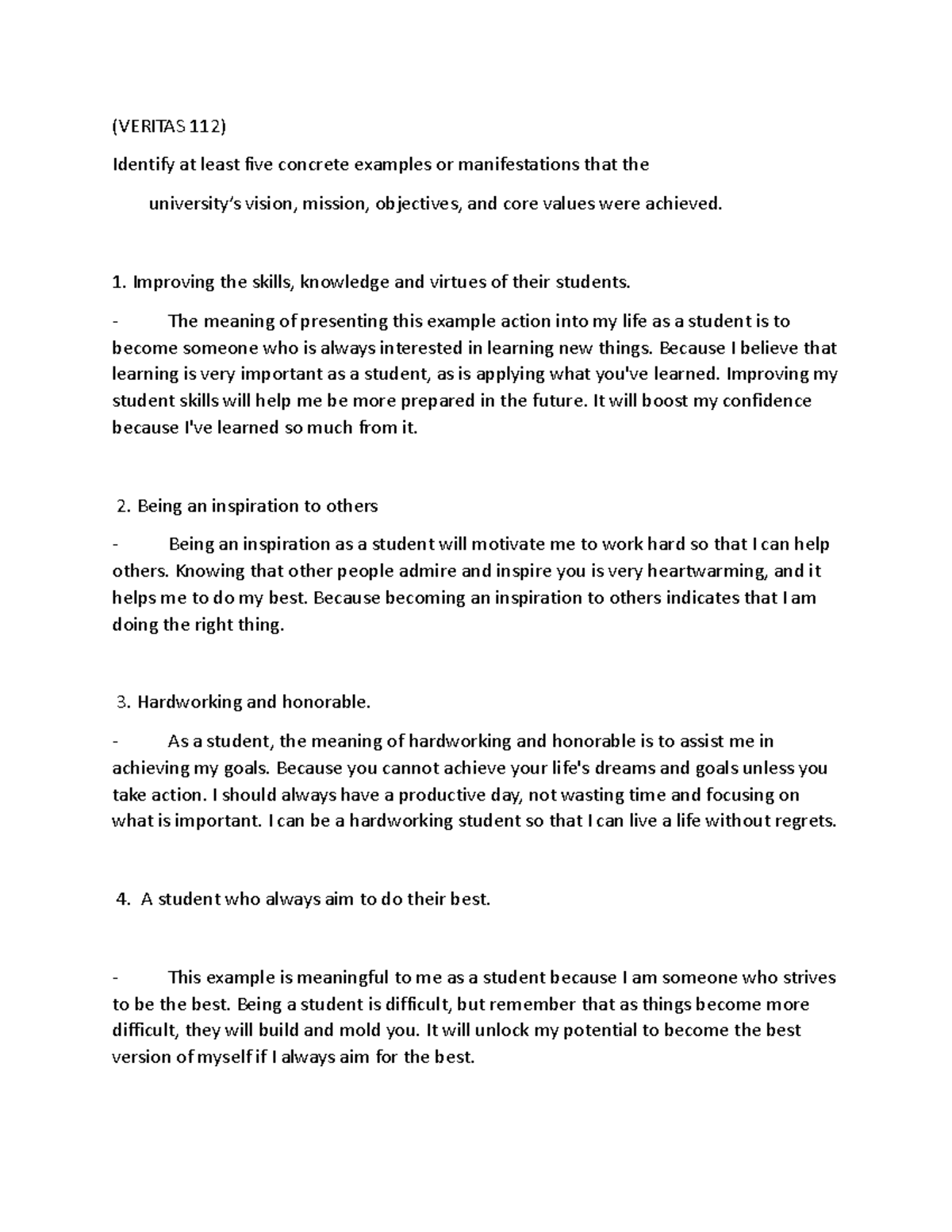 Veritas112 GOOD LUCK AND STUDY HARD (VERITAS 112) Identify at