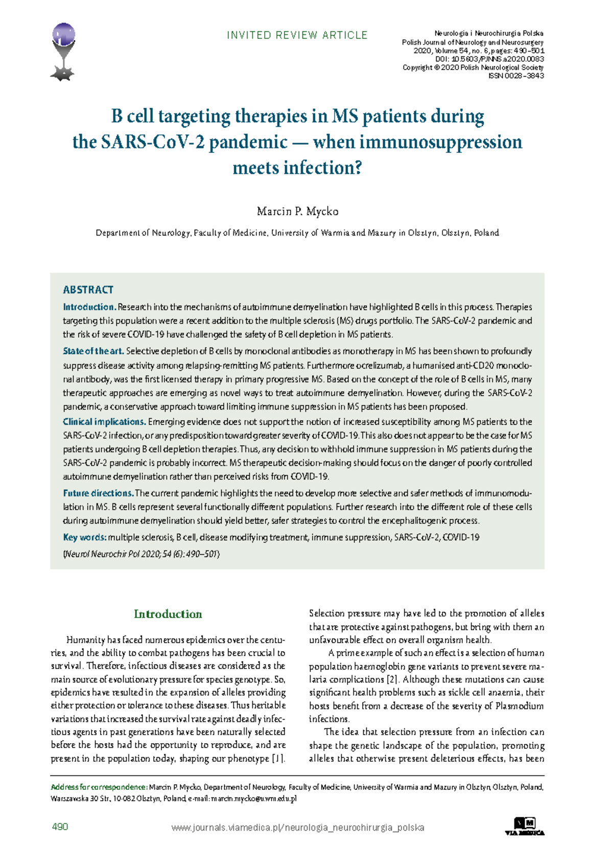 B cell targeting therapies in MS patients during the Sarsco V 2 ...