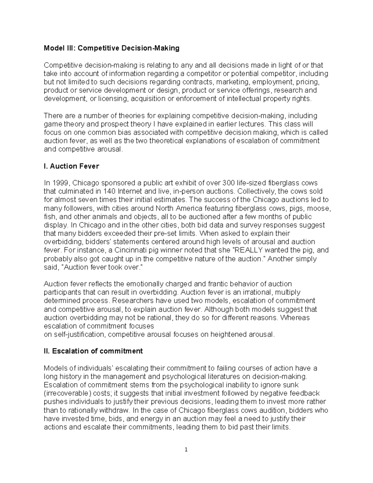 Model III Competitive Decision-Making - MGMT 1020 - George Brown ...