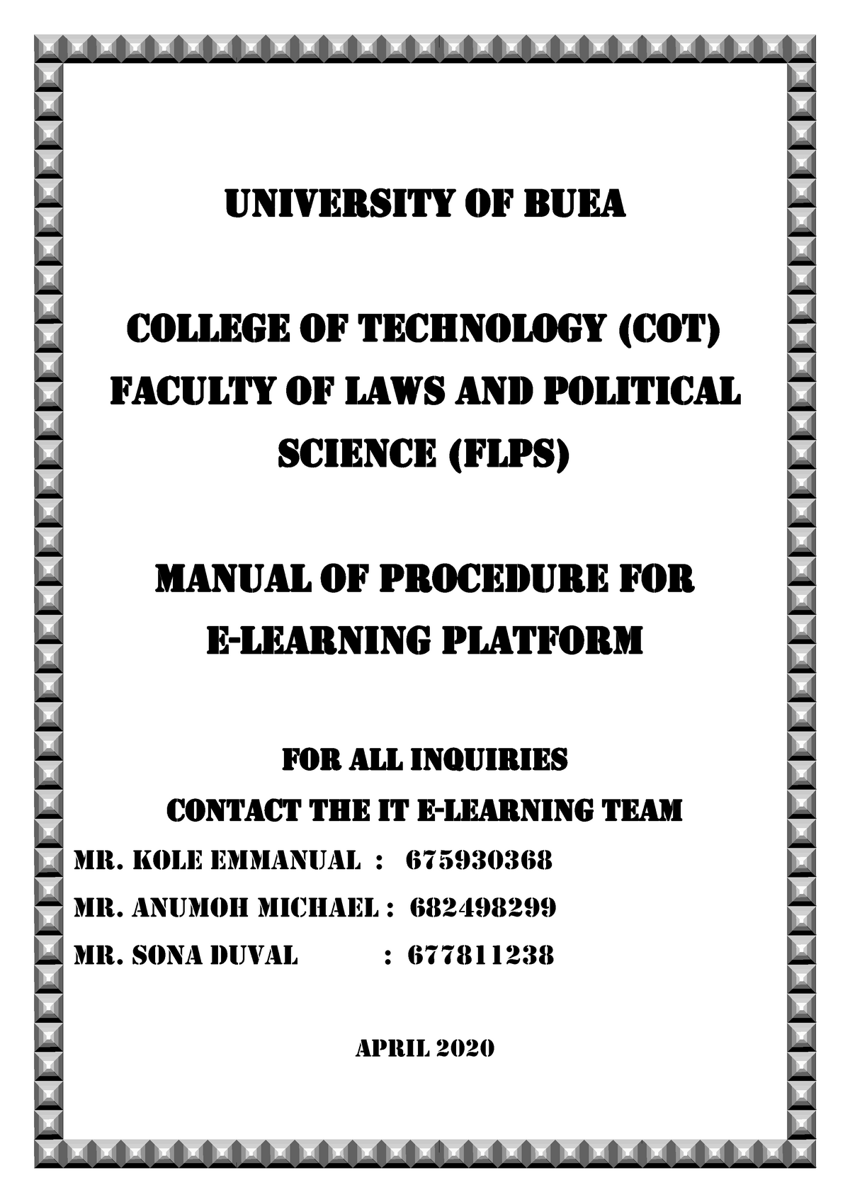 Manual OF Procedures FOR E Learning - Warning: TT: Undefined Function ...