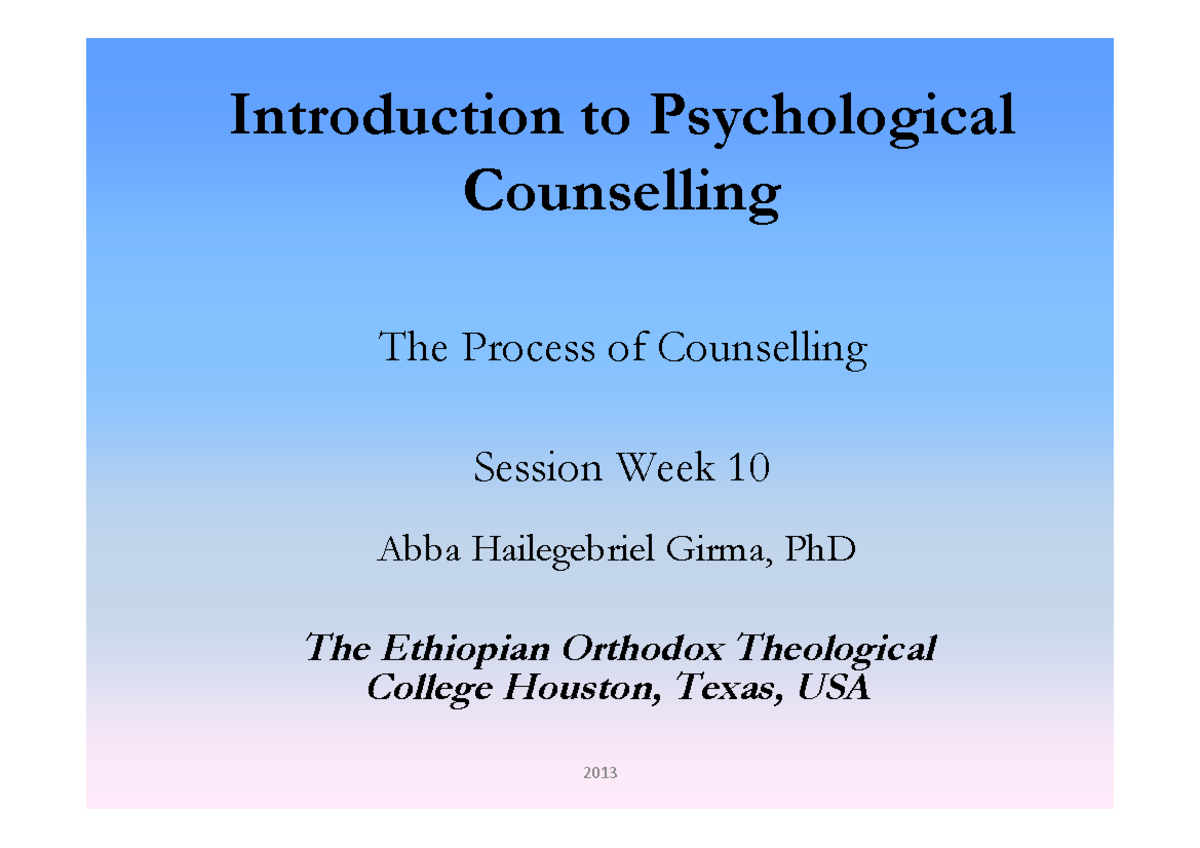 Process Counselling - Nananananananana - Introduction to Psychological ...