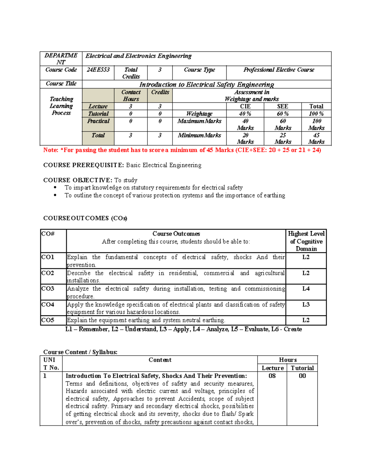 Introduction to Safety Engineering - DEPARTME NT Electrical and ...