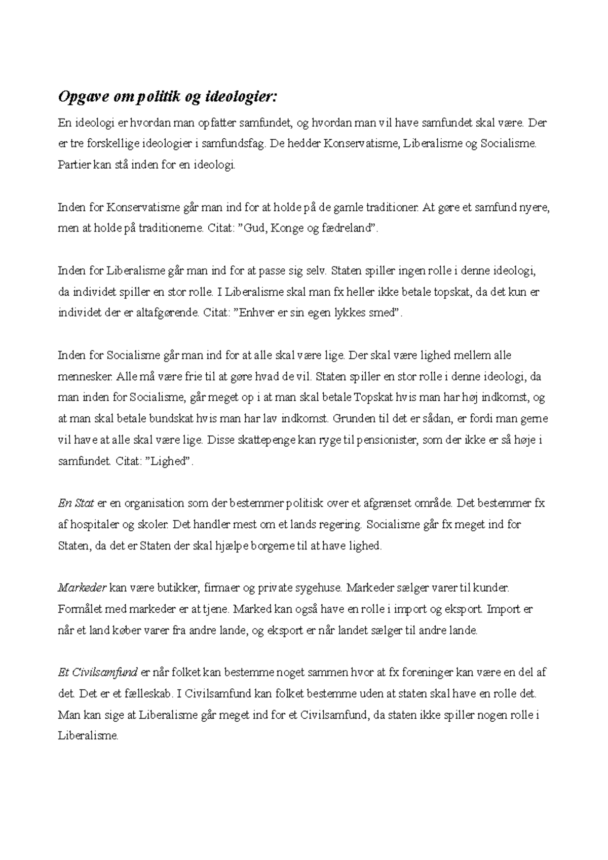 Opgave Om Politik Og Ideologier - LAST Piece - Opgave Om Politik Og ...