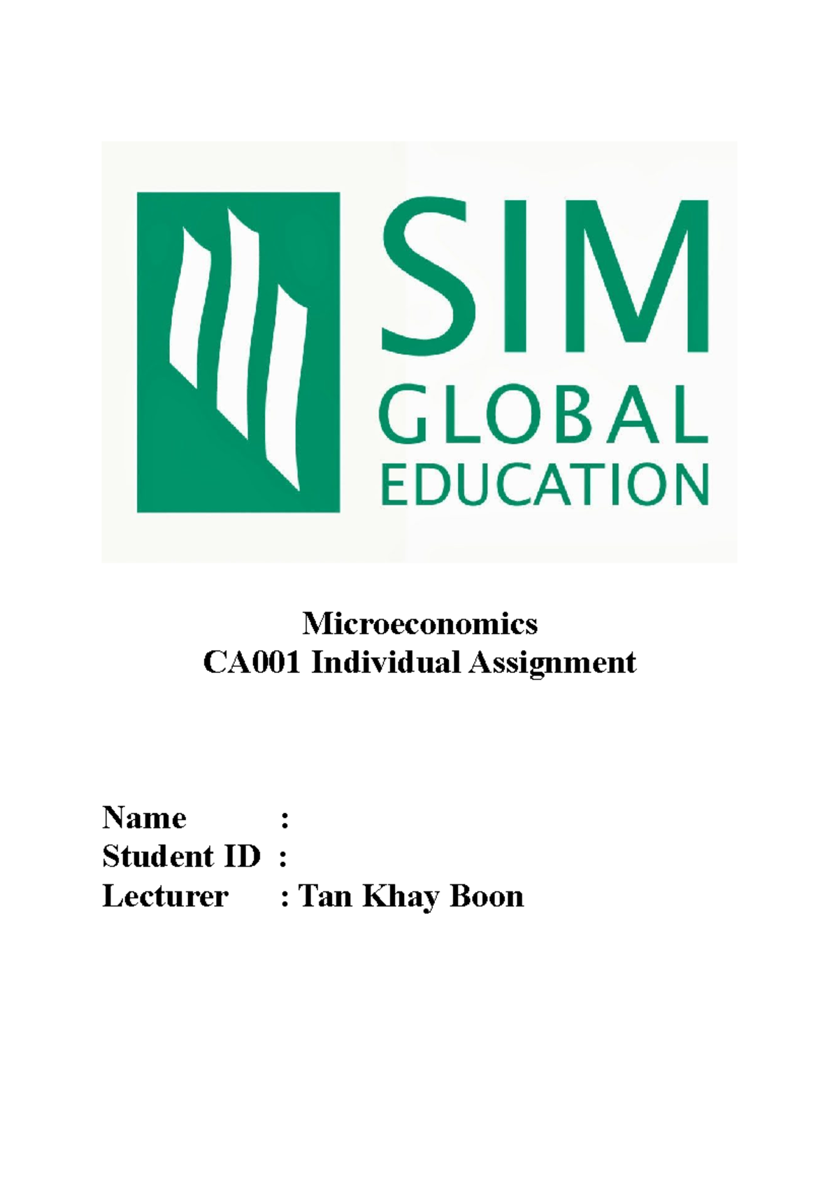 microeconomics individual - Microeconomics CA001 Individual Assignment ...