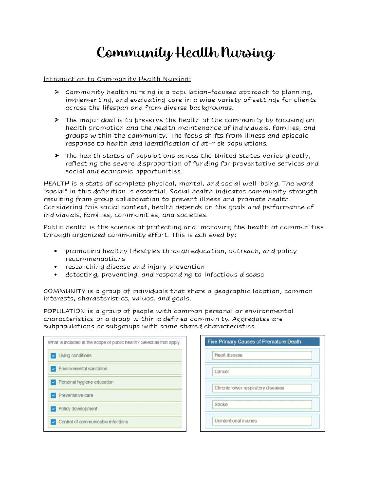 Edapt Notes WEEK 1 - Community Health Nursing Introduction To Community ...