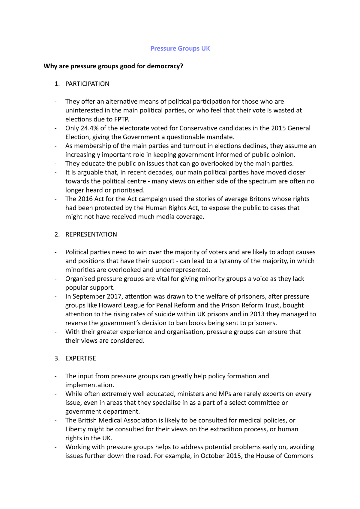 higher modern studies pressure groups essay