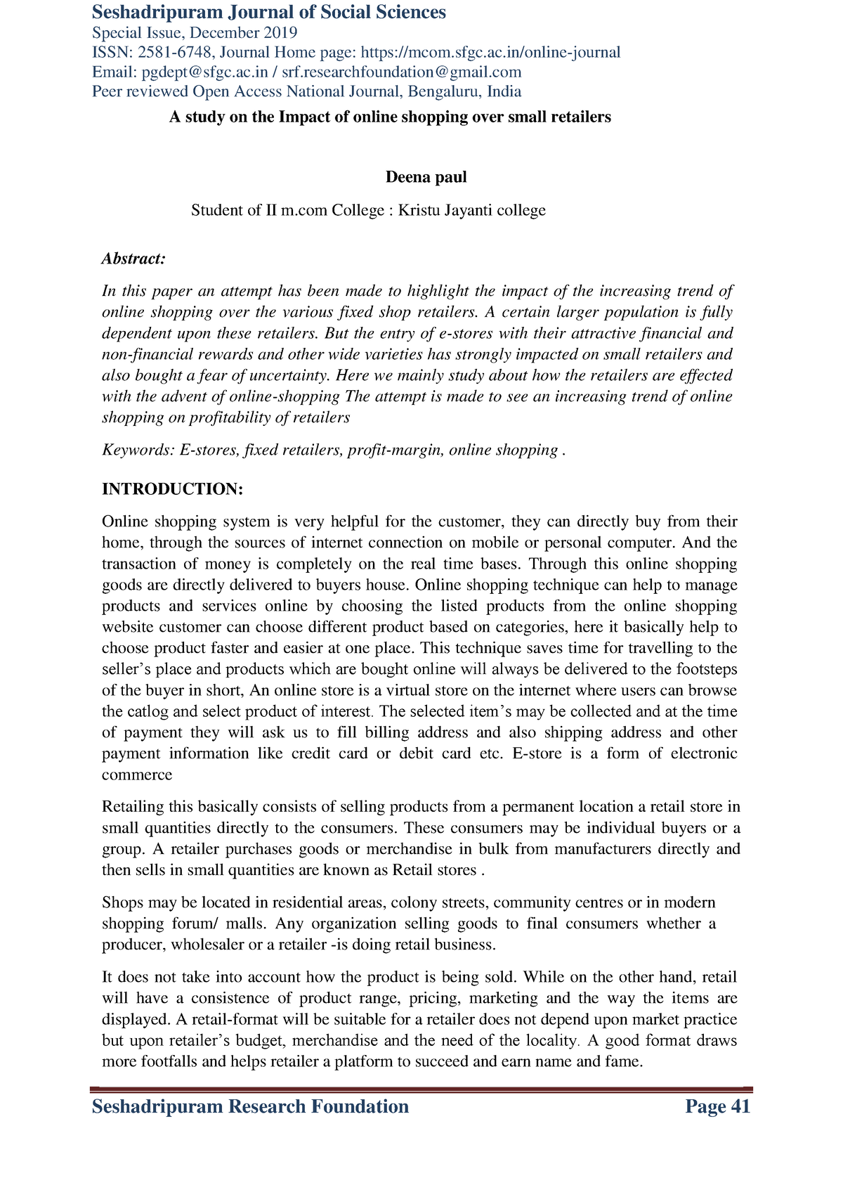 research paper on impact of online shopping