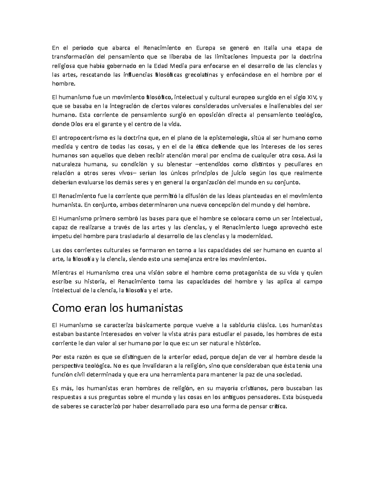 EL Humanismo Renacentista Para La Vida, Fácil De Resolver- En El ...