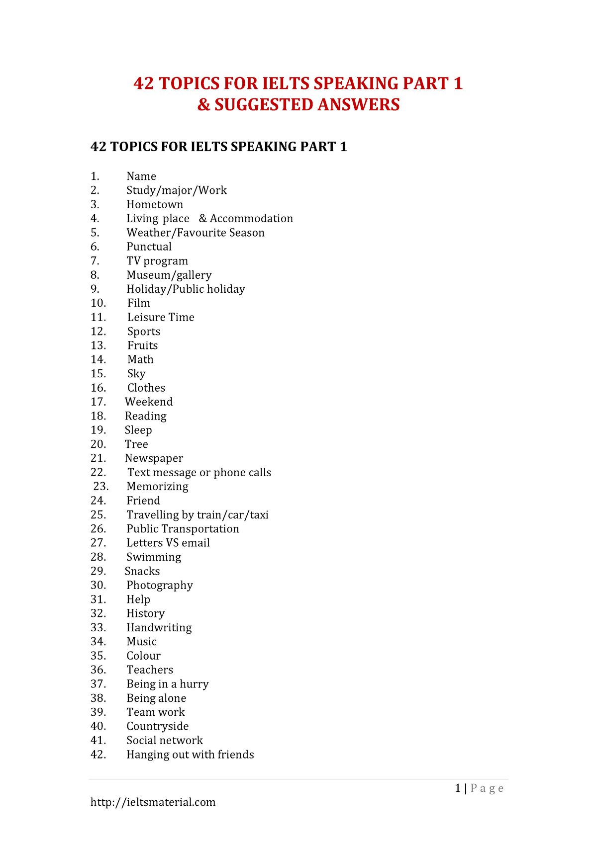 Ielts Speaking Part 1 Questions And Answers Liz