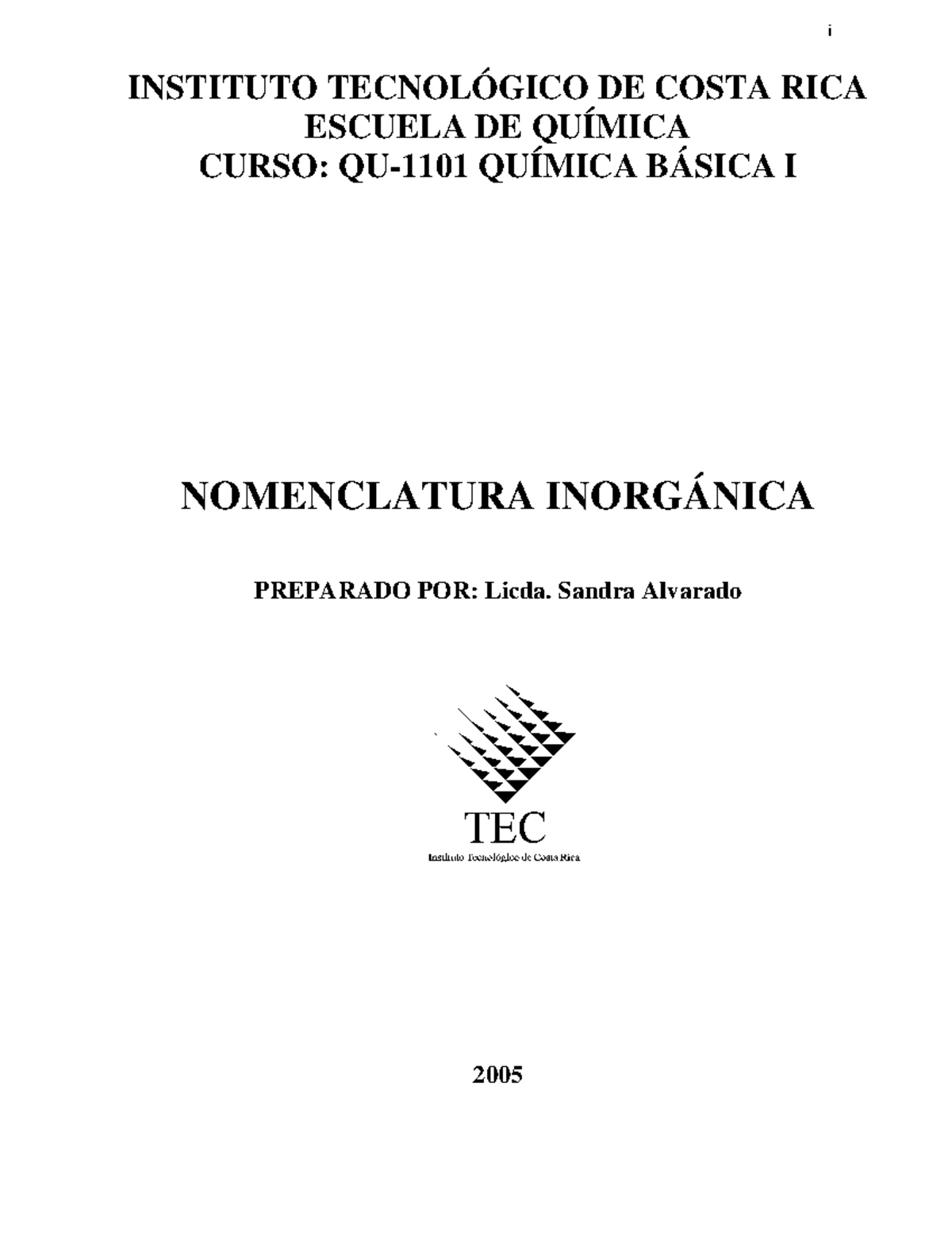 Folleto Nomenclatura 05 - i INSTITUTO TECNOLÓGICO DE COSTA RICA ESCUELA ...