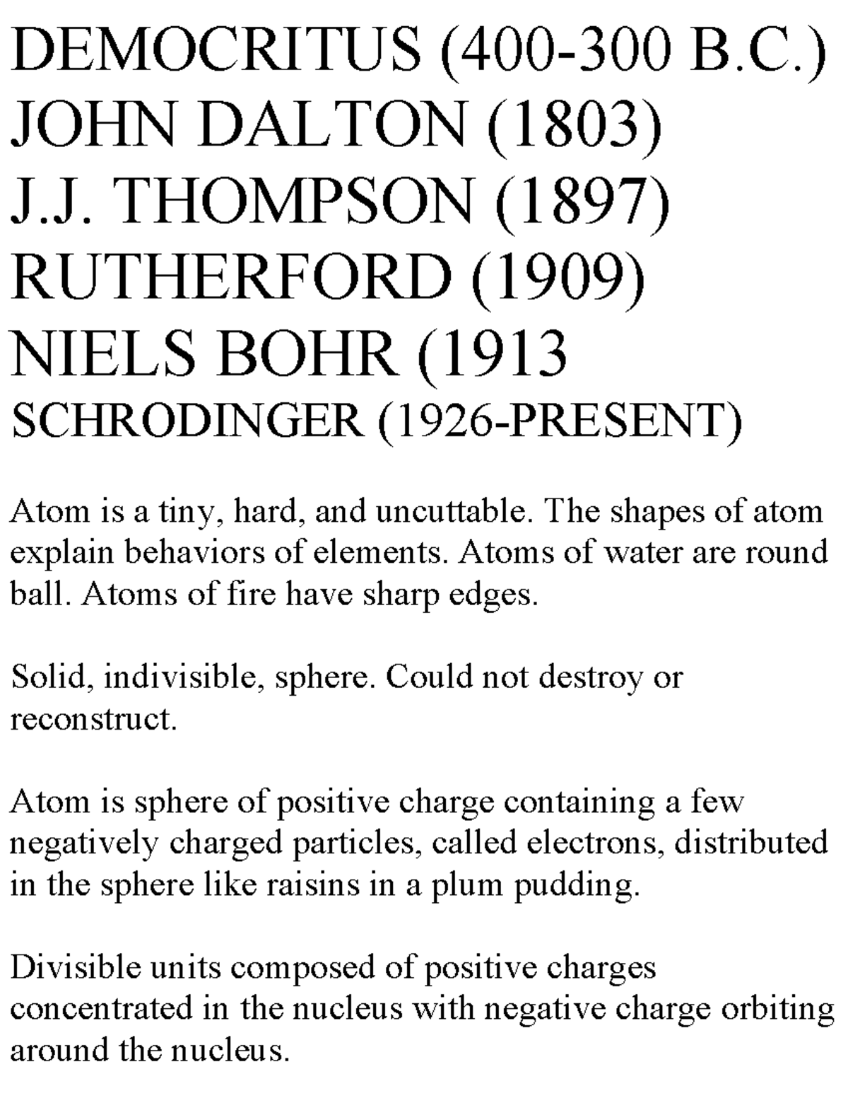 Physical science - DEMOCRITUS (400-300 B.C.) JOHN DALTON (1803) J.J ...