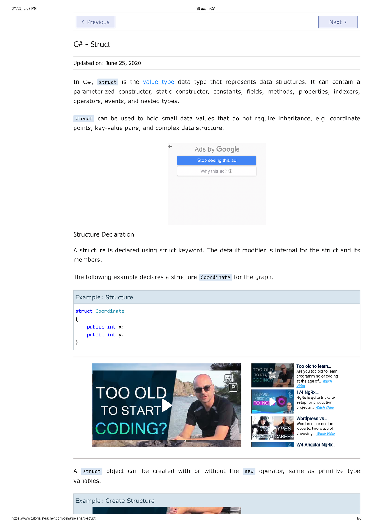 11.Struct in C# - good - C# - Struct Updated on: June 25, 2020 In C# ...