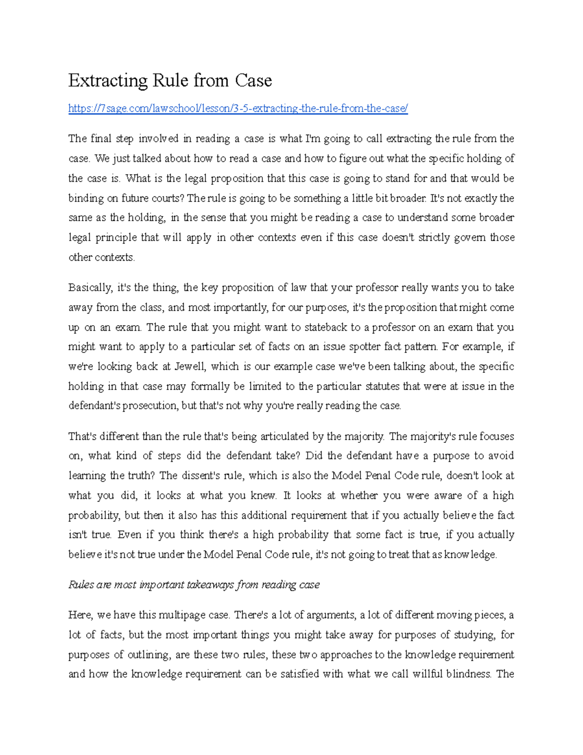 Extract Rule - Extracting Rule from Case - Studocu